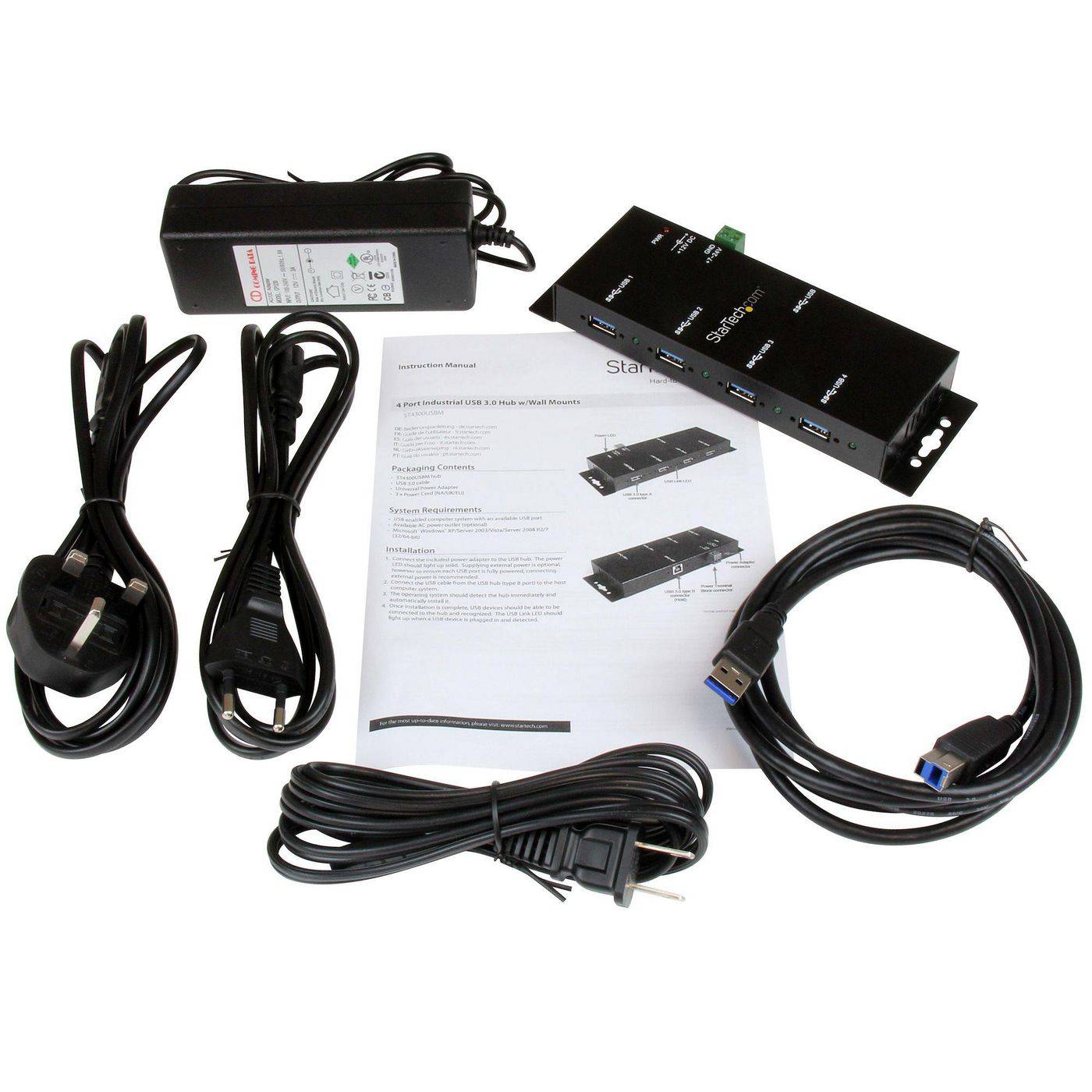 StarTech.com ST4300USBM hub & concentrateur USB 3.2 Gen 1 (3.1 Gen 1) Type-B 5000 Mbit/s Noir-6