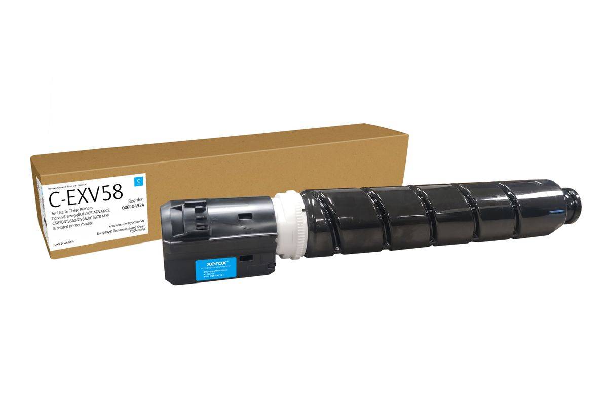 Toner remanufacturé Cyan Everyday™ de compatible avec Canon C-EXV58 (3764C002AA), Capacité standard, 60000 pages, Cyan,-0