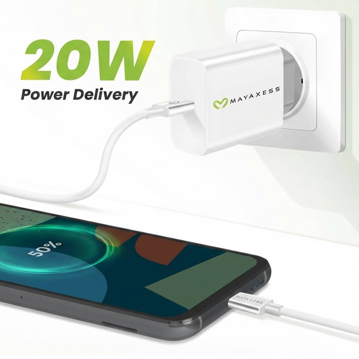 Chargeur Secteur pour Fairphone 4 20W + Câble USB-C 1m-4