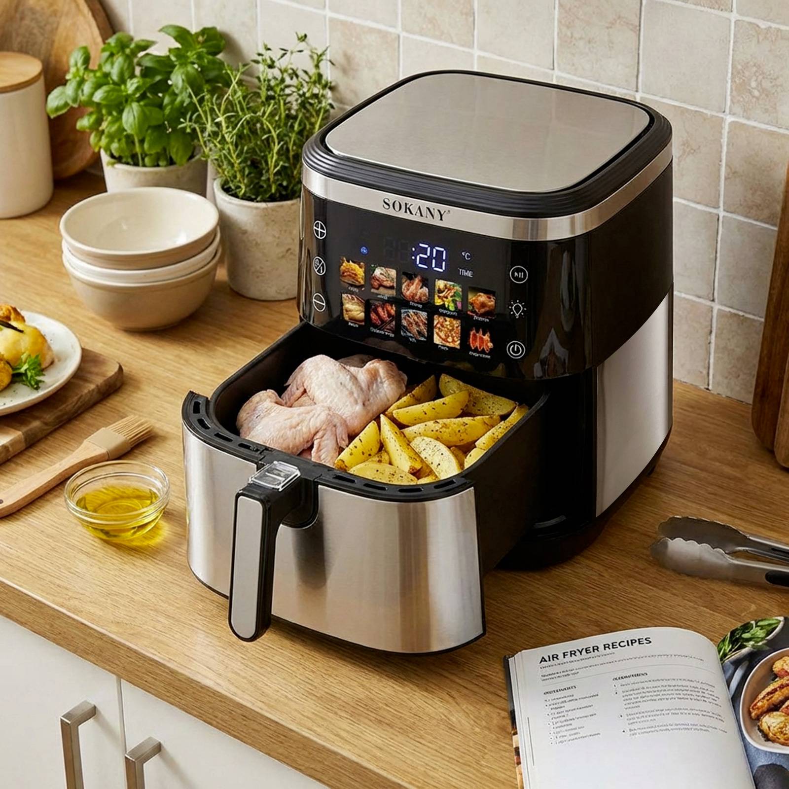 Friteuse à Air Chaud 10L 2200W avec Écran Tactile Cuisson Rapide-2