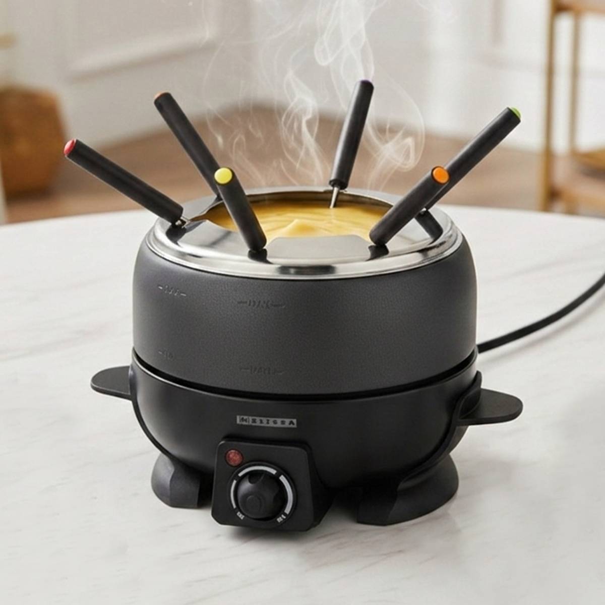 Set à Fondue pour 6 Personnes 2,3 L Thermostat Réglable 800W Pieds antidérapants-2