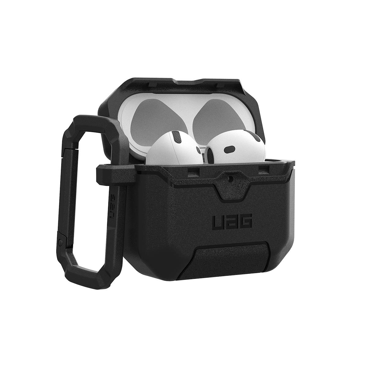 Coque pour AirPods 4 Renforcée Antichocs Effet Grainé avec Mousqueton-1