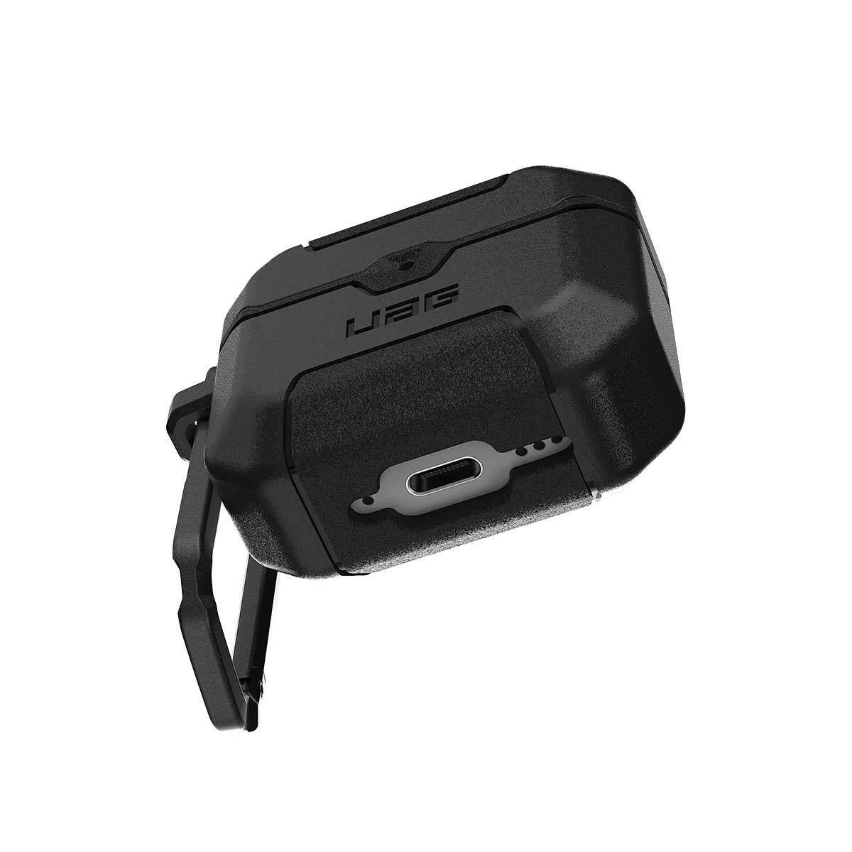 Coque pour AirPods 4 Renforcée Antichocs Effet Grainé avec Mousqueton-3