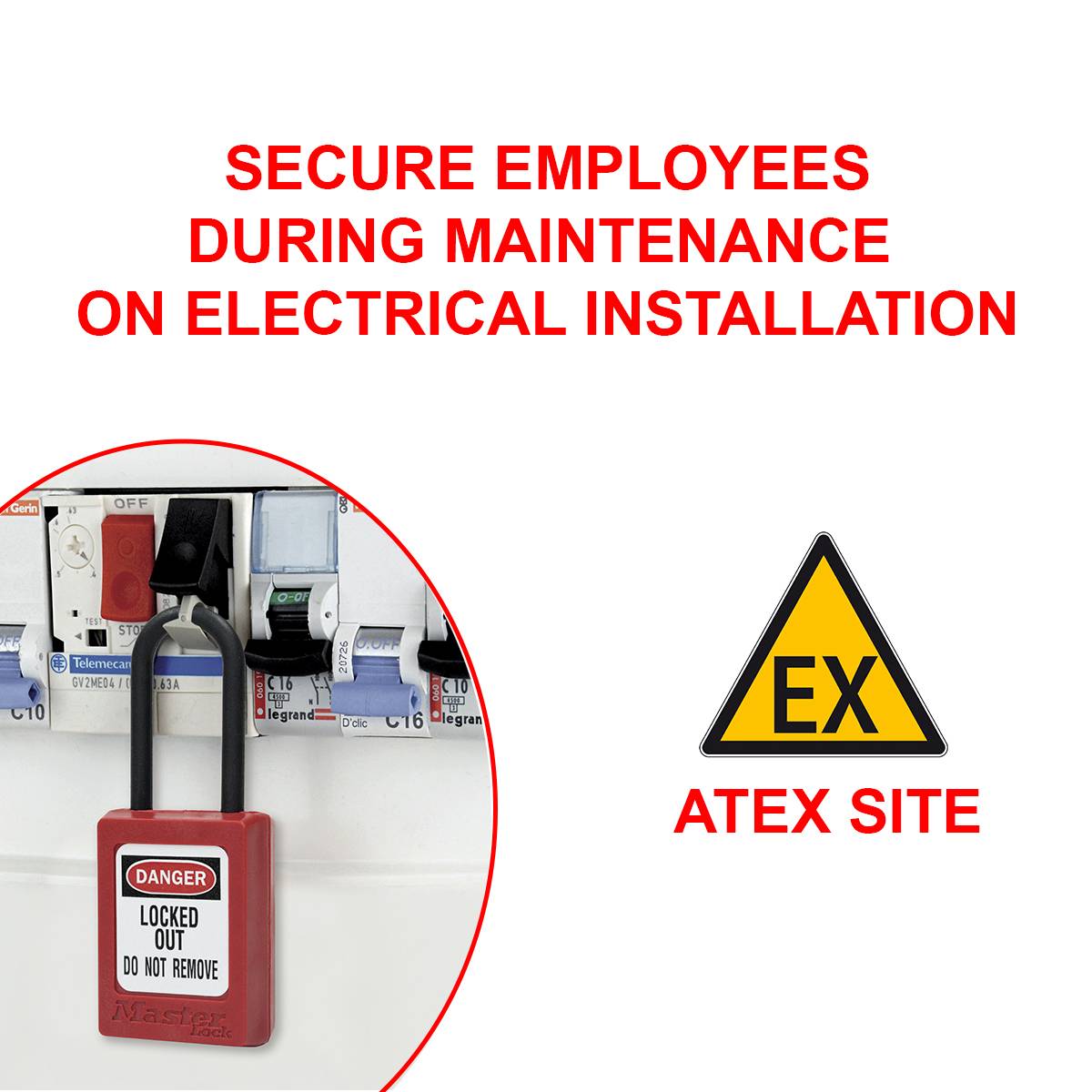 Master Lock S32RED Cadenas de Consignation en Thermoplastique Diélectrique pour Installations Electriques-2