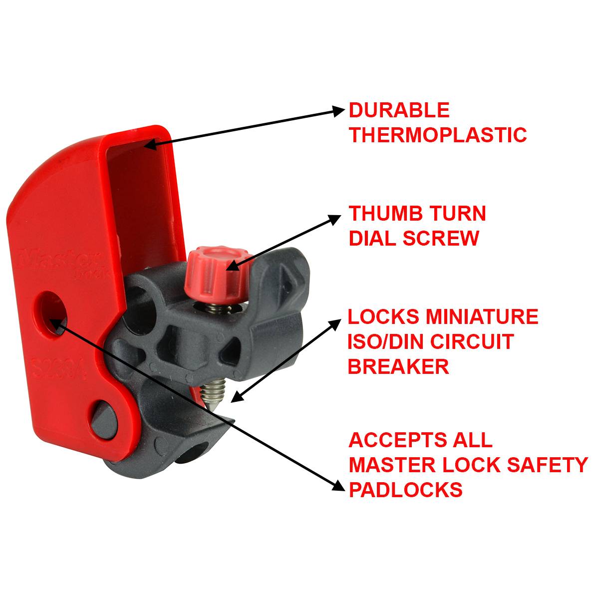 Master Lock S2394 Mini Bloque Disjoncteur Universel pour Consignation Electrique et Interrupteur Standard ISO/DIN-3