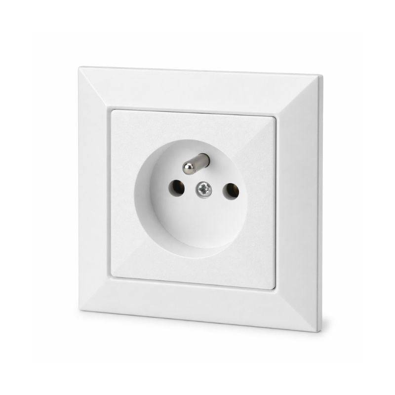 Prise Encastrée 2P+T 16A 250V + Plaque de Finition Simple - Blanc - SILAMP-0