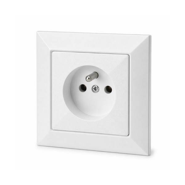 Prise Encastrée 2P+T 16A 250V + Plaque de Finition Simple - Blanc - SILAMP