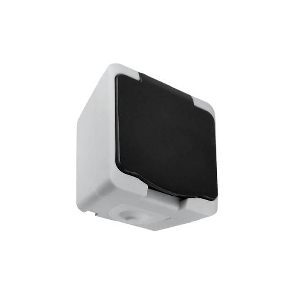 Prise Étanche + Clapet Noir IP54 2P+T Saillie - SILAMP