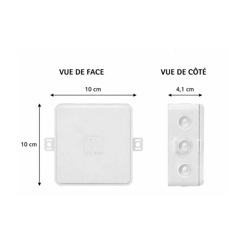 Boite de Dérivation en Saillie 12 Entrées 100x100x41 mm - Blanc - SILAMP-2