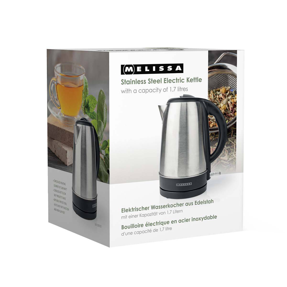 Bouilloire 1,7 L 2200W en Acier Inoxydable avec Strix et Chauffe Cachée-4