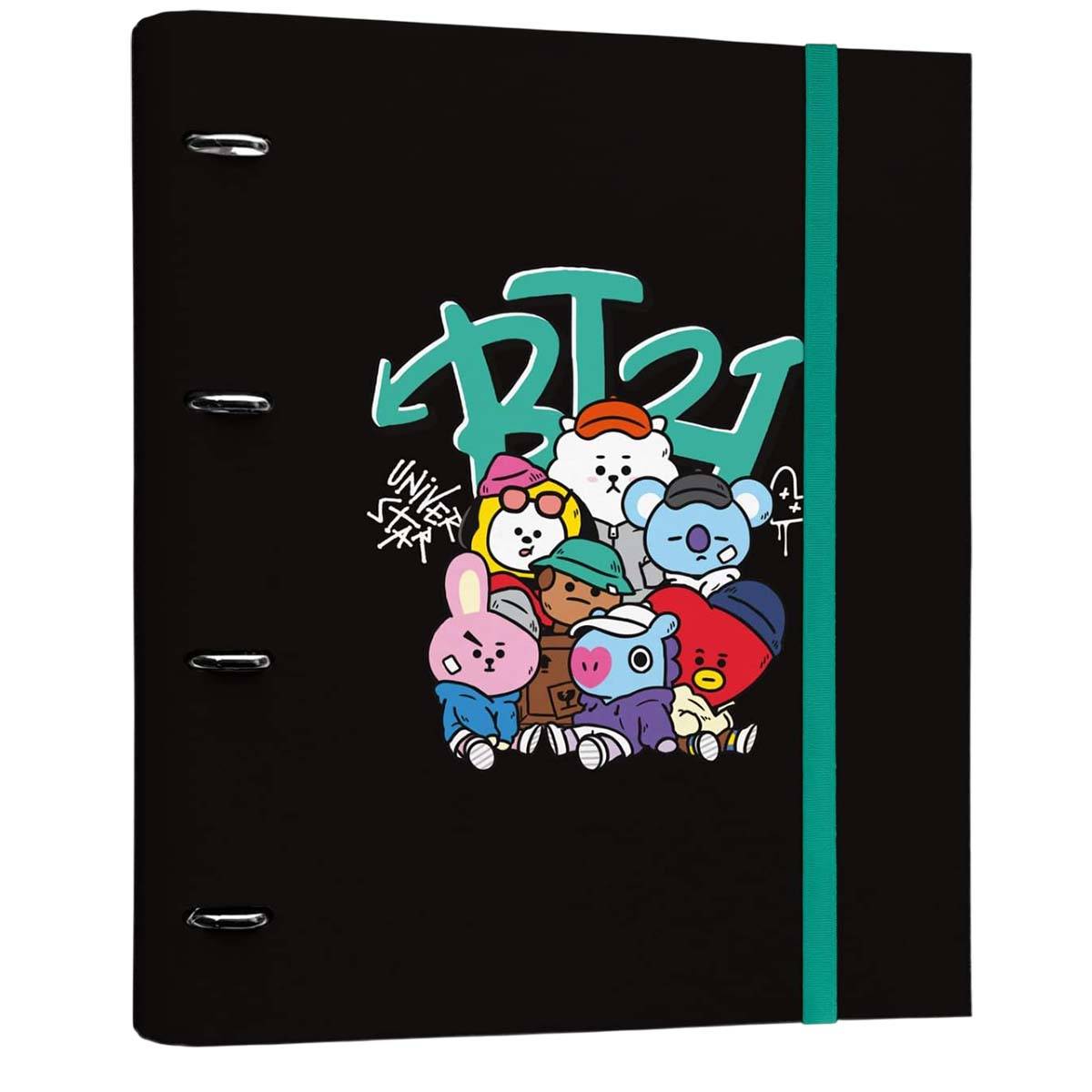 Classeur A4 Rigide 4 Anneaux Collection Street Mood Motif Tata, Cooky et Koya-0