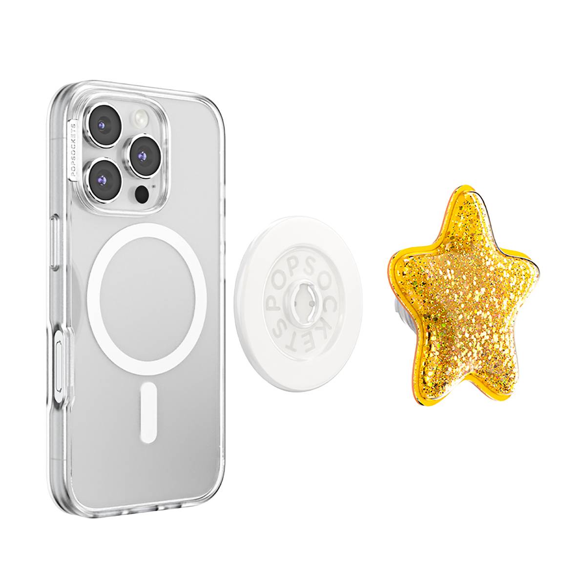 Support Smartphone PopGrip Premium MagSafe Effet Pailleté Étoile-4