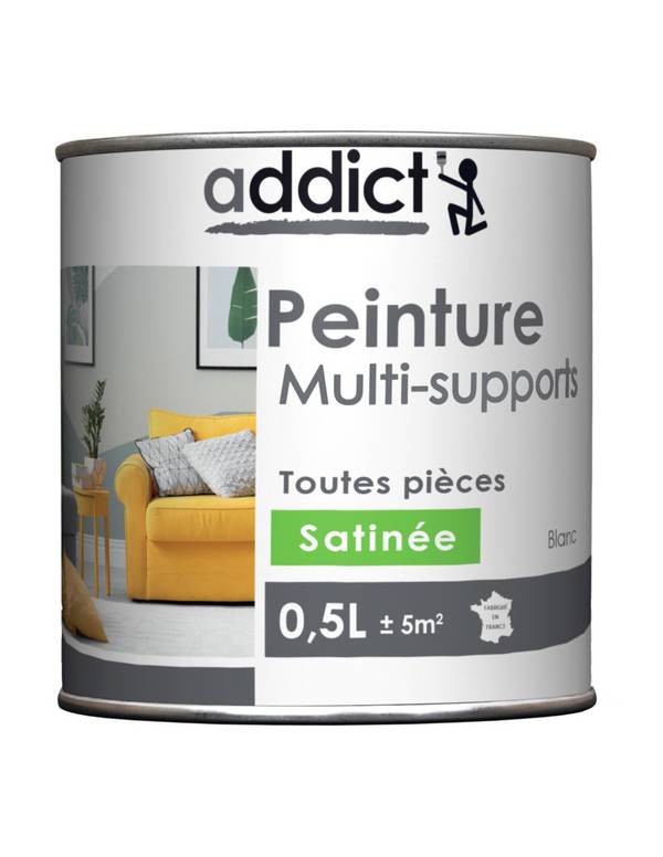Peinture Addict Multi-supports Satin Galet 0,5l Peinture Multi-supports Satinée Couleur Galet - Addict
