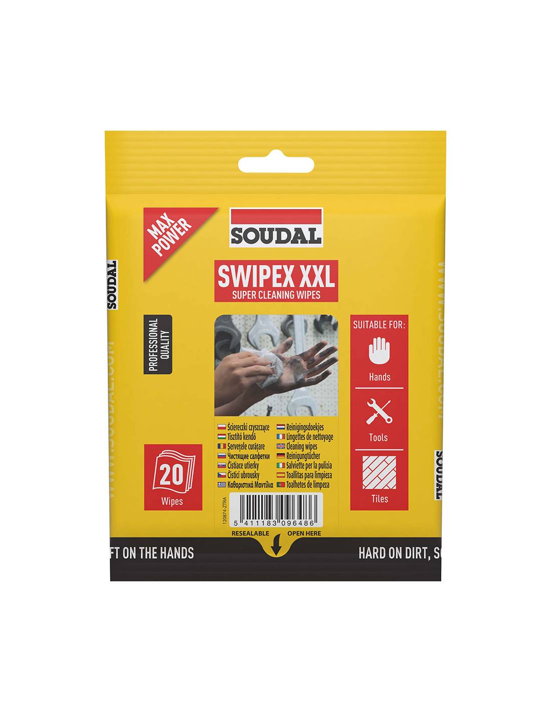Sac De 20 Lingettes Swipex Xxl Soudal 120874 - Soudal-0