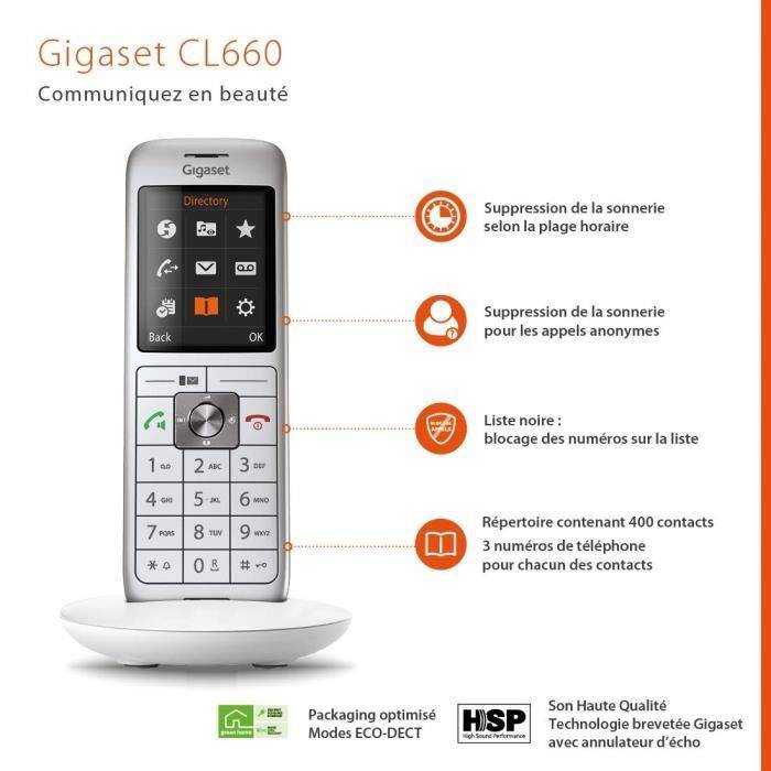 Téléphone Sans Fil Duo Dect Blanc Avec Répondeur Gigaset GIGACL660DUOBLANC-1