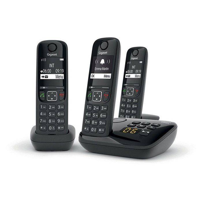 Téléphone Sans Fil Trio Dect Noir Avec Répondeur Gigaset as690atrionoir-0