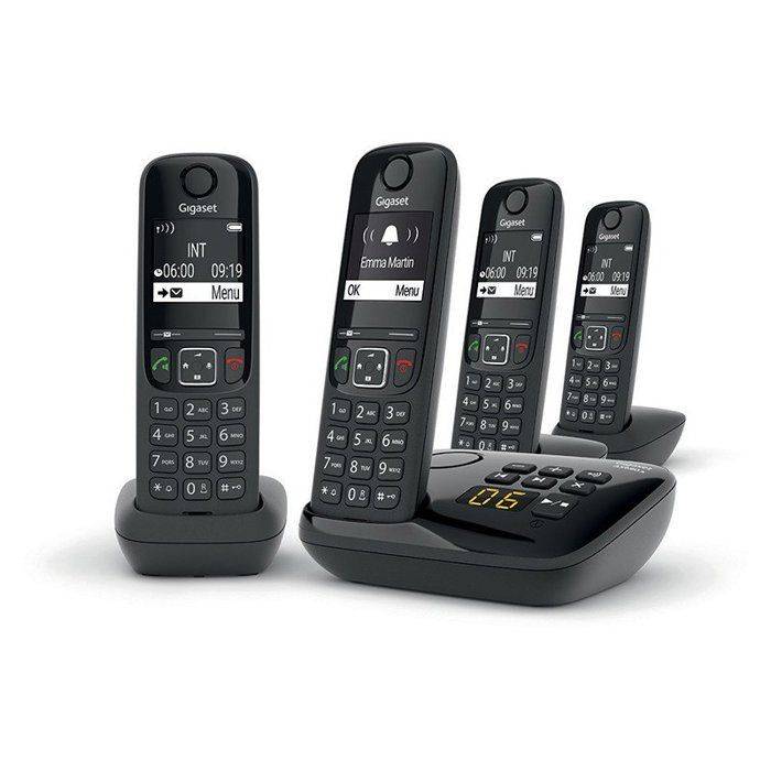 Téléphone Sans Fil Quattro Dect Noir Avec Répondeur Gigaset as690aquattro-0