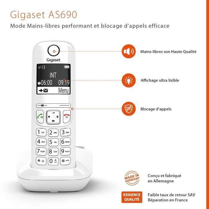 Téléphone Sans Fil Trio Dect Blanc Gigaset gigaas690trioblanc-2