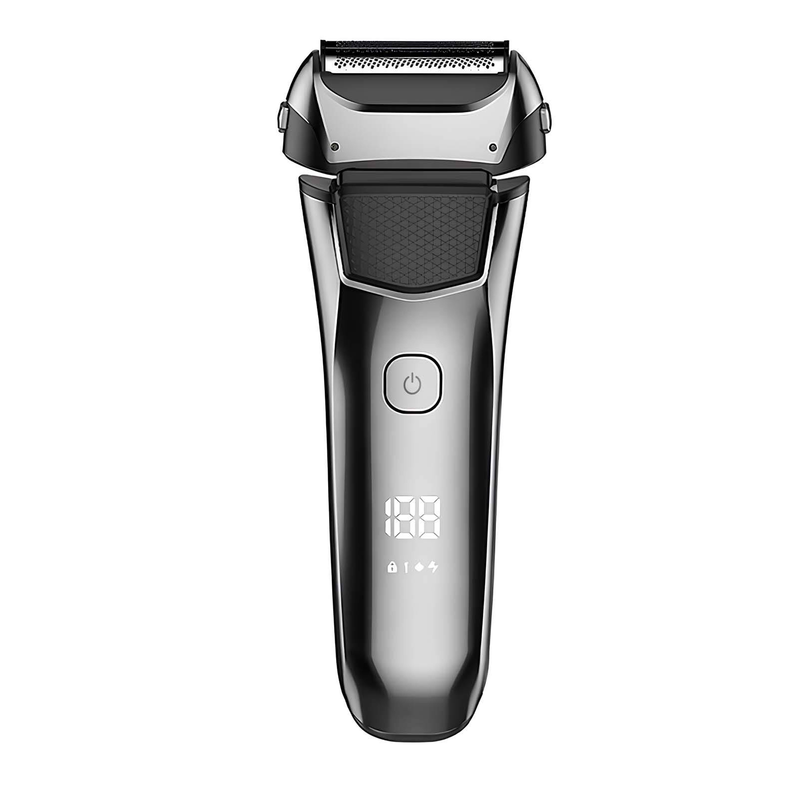 Rasoir Électrique Rechargeable Étanche IP67 5W Triple Lame LED Autonomie 100 min-1