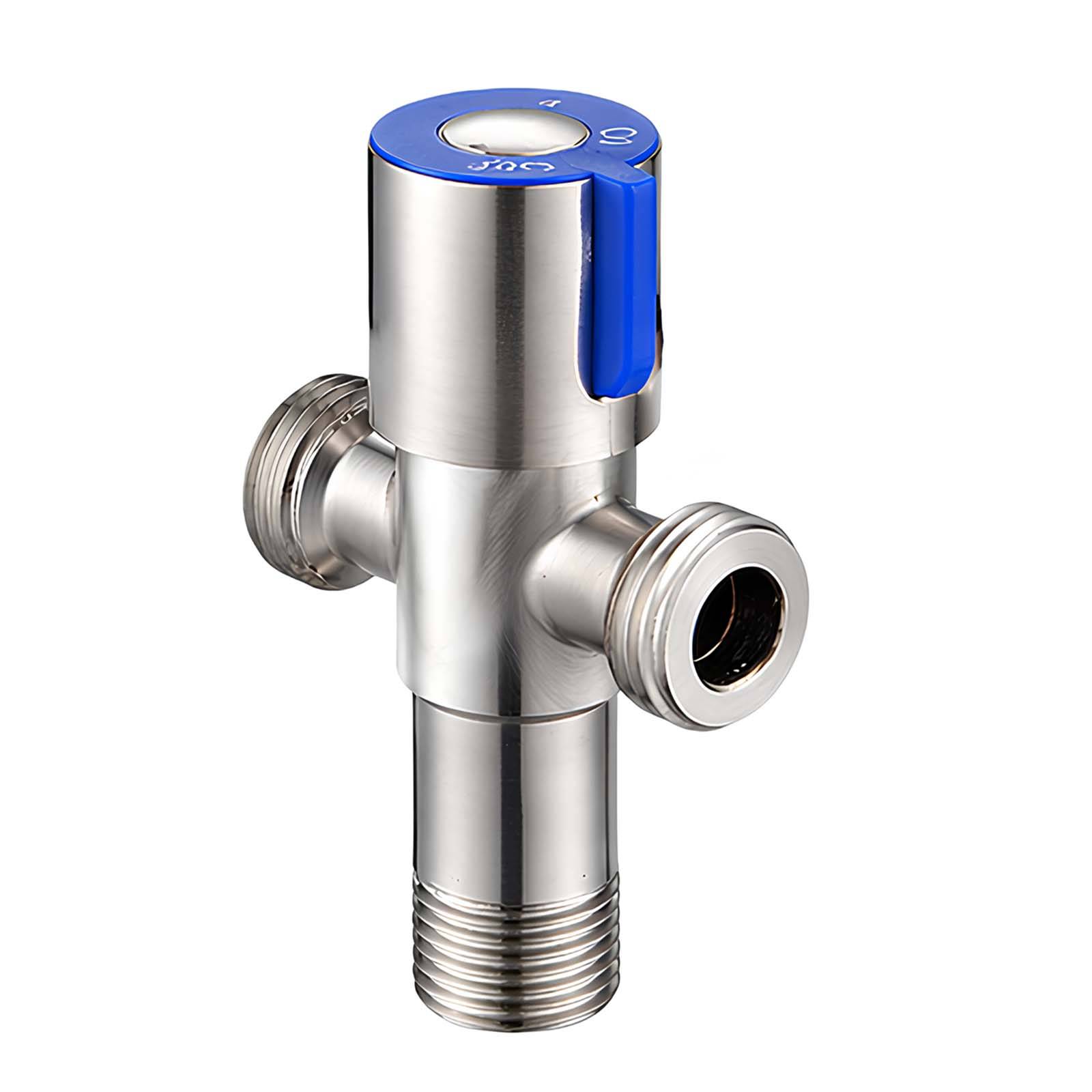 Vanne d’Arrêt 3 Voies en Laiton Chromé avec Commande Rotative-0
