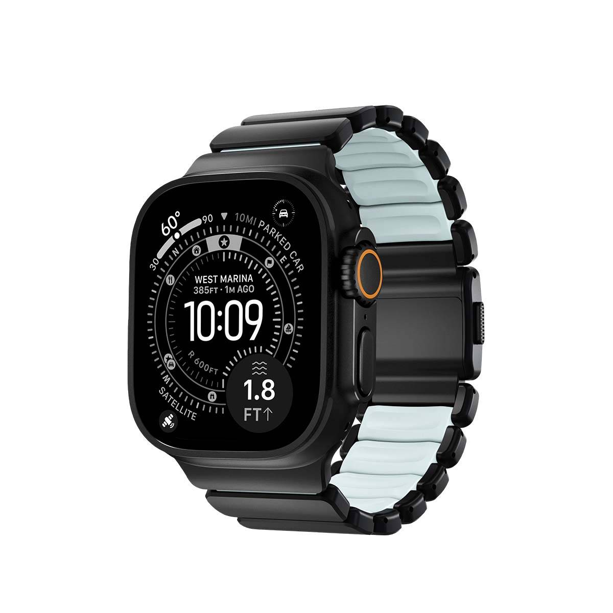 Bracelet pour Apple Watch 49mm Magnétique Design Hybride Modèle Stratos-1