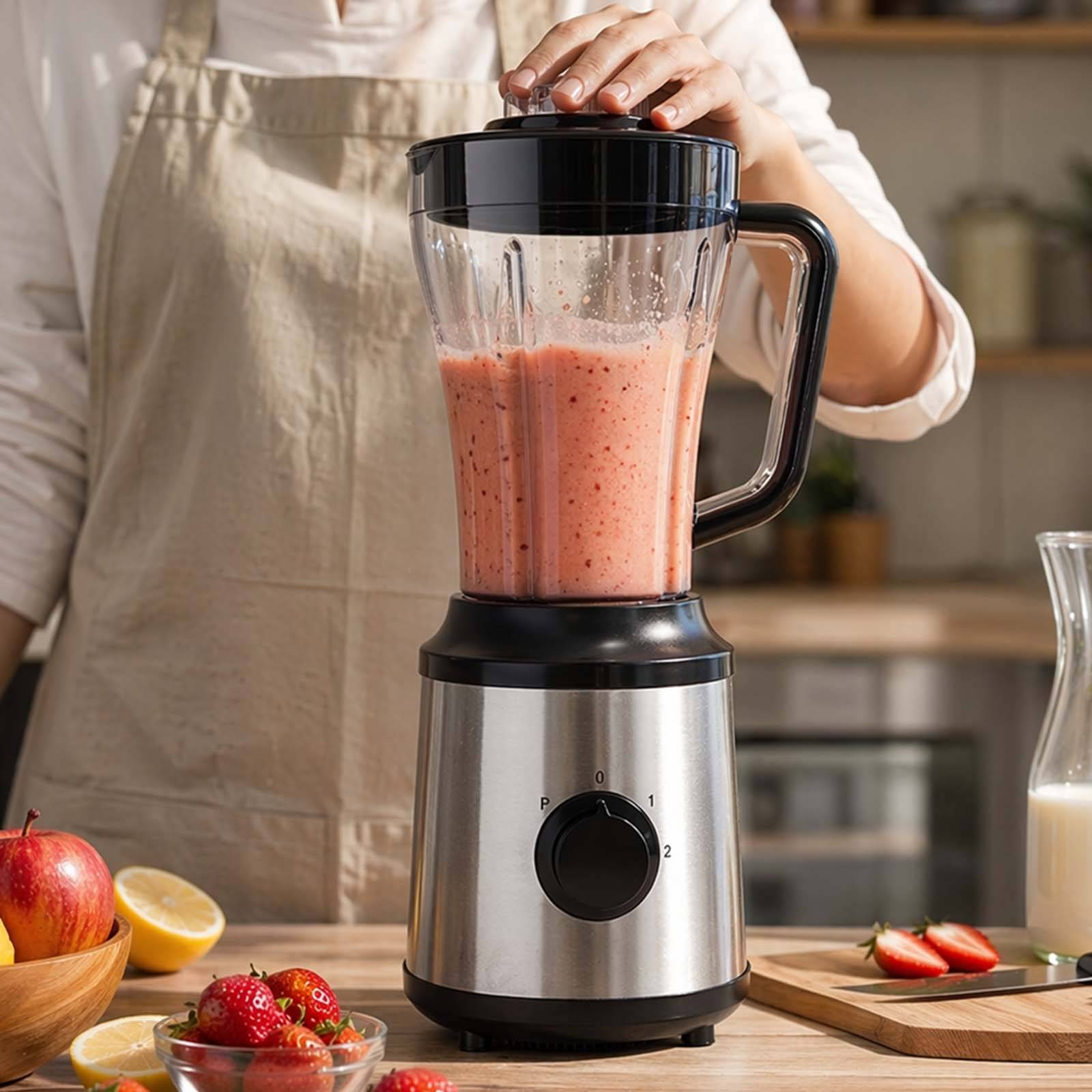 Blender Électrique 350W 1.8L 2 Vitesses avec Lames en Inox Mixage Polyvalent-2