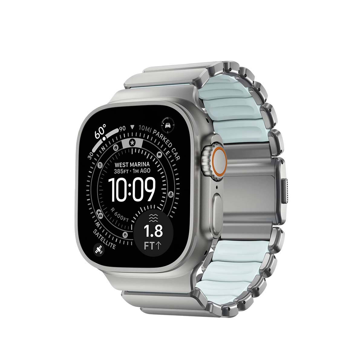 Bracelet pour Apple Watch 49mm Magnétique Design Hybride Modèle Stratos-1
