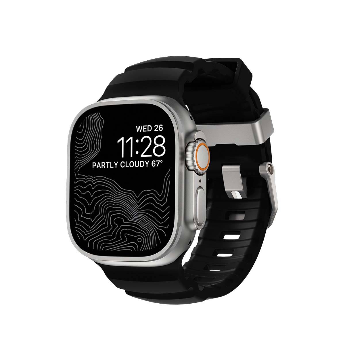 Bracelet pour Apple Watch 44 / 45 / 49mm Fluoroélastomère avec Boucle en Titane-1