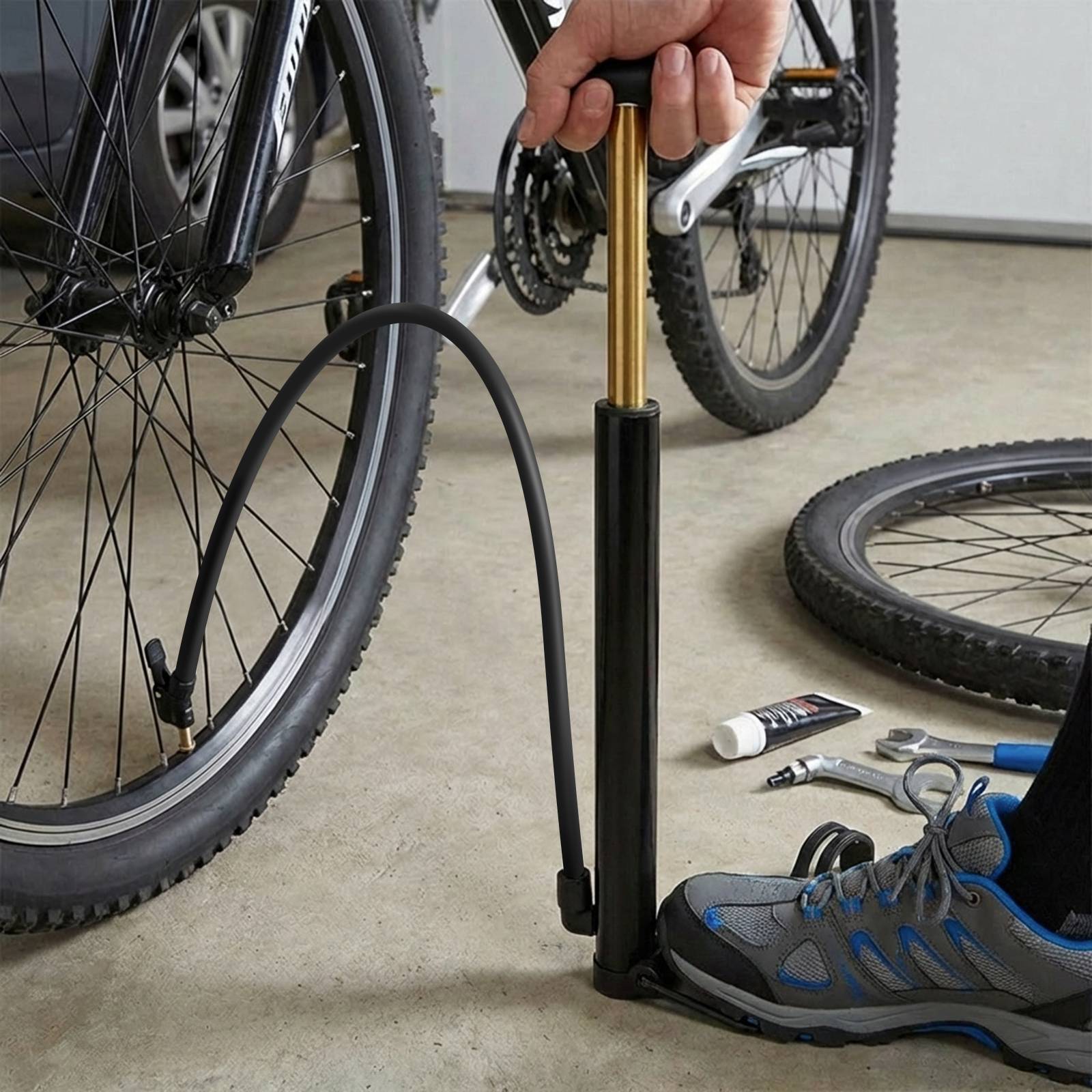 Pompe à Air Portable 90PSI pour Vélo / Moto 30cm Valve Américaine-2