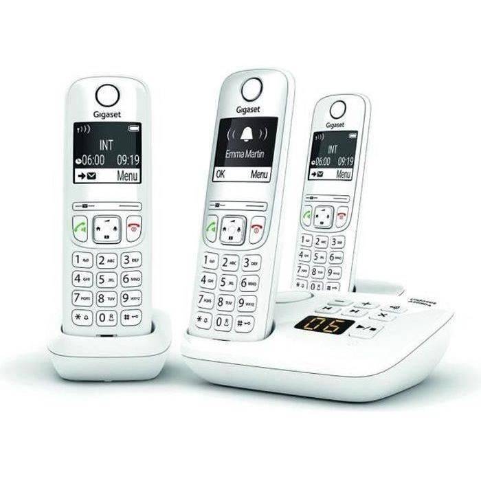 Téléphone Sans Fil Trio Dect Blanc Avec Répondeur Gigaset gigaas690atrioblanc-0