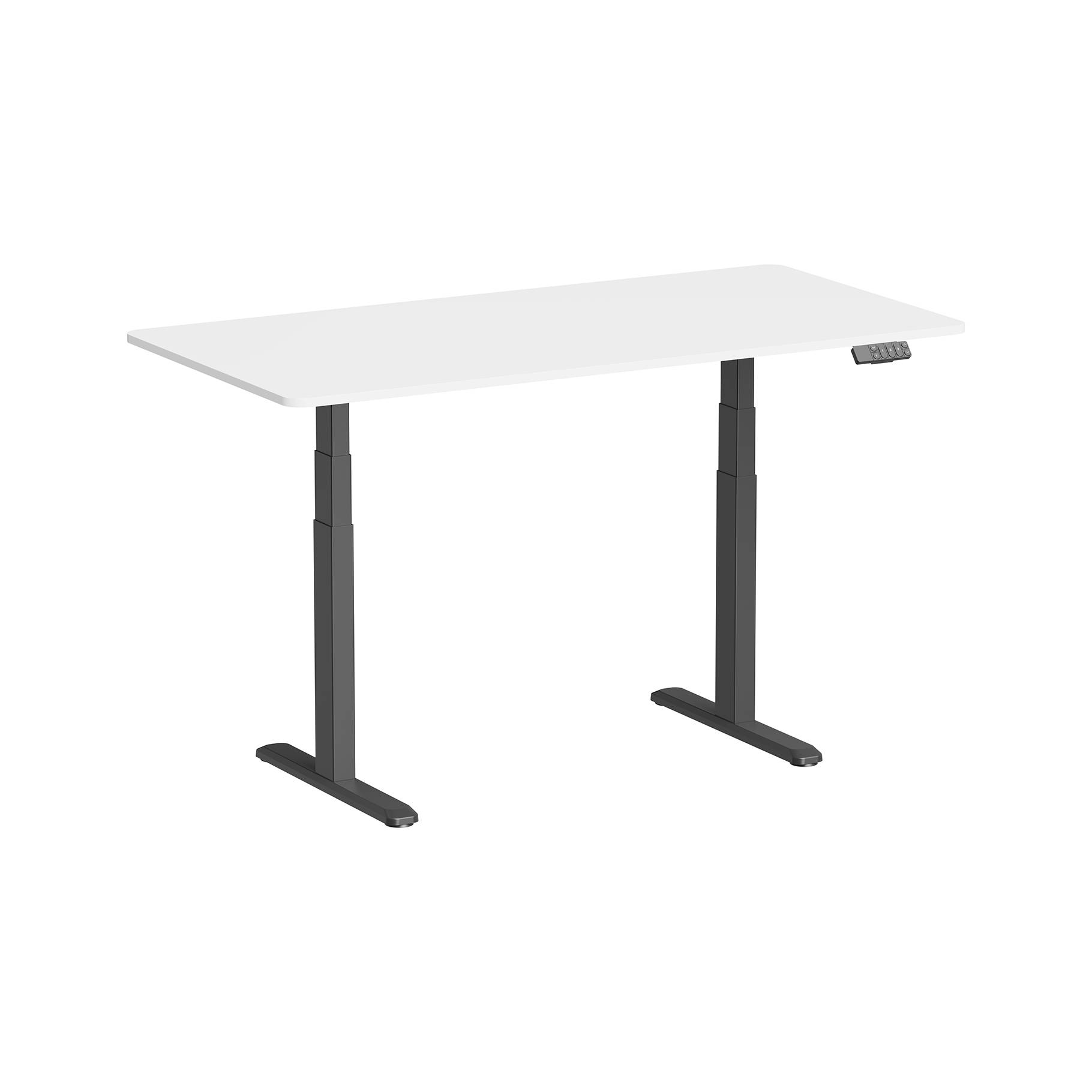 Bureau motorisé assis-debout 150x75cm, Plateau blanc à bords arrondis/Pied noir-0
