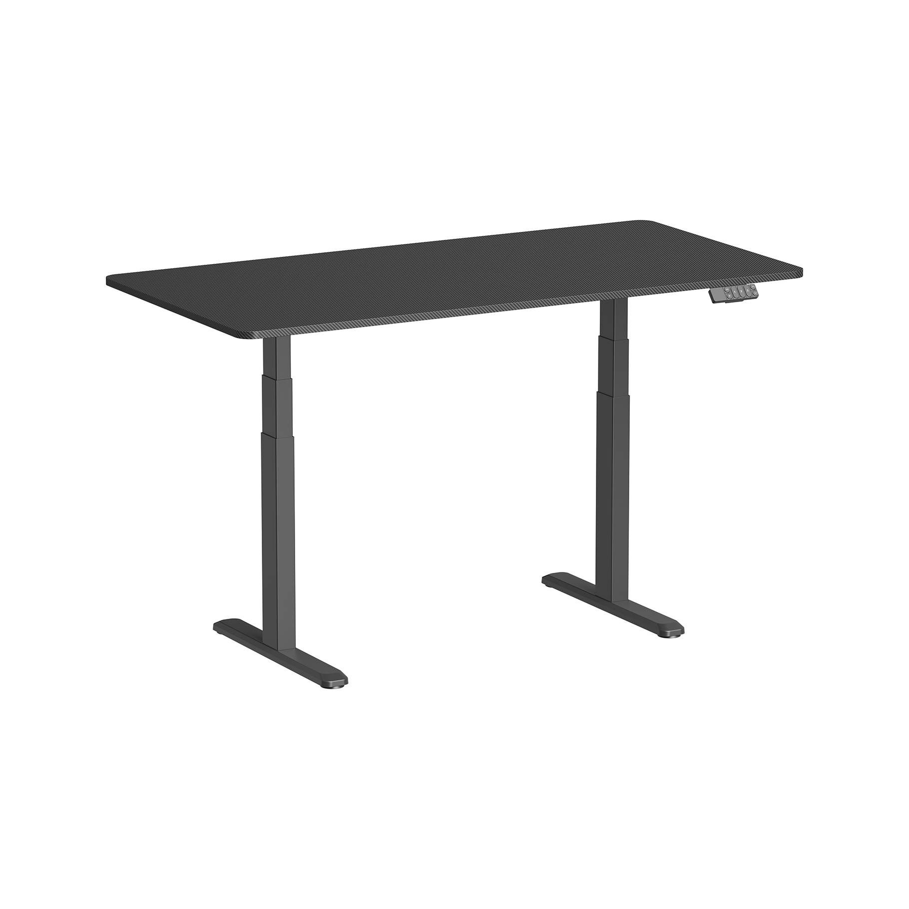 Bureau motorisé assis-debout 150x75cm, Plateau carbone à bords arrondis/Pied noir-0