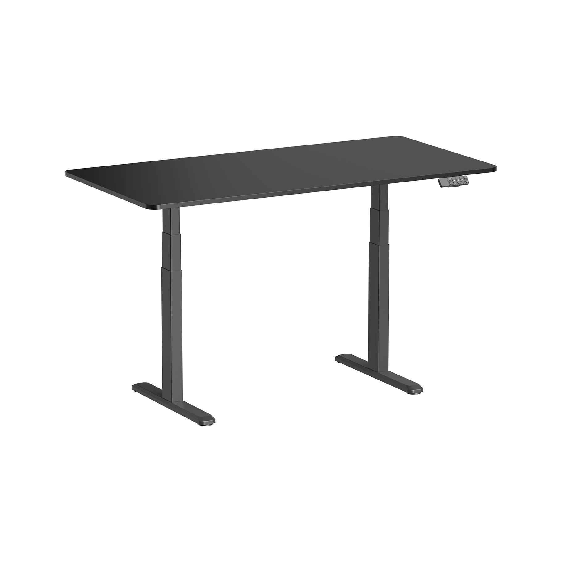Bureau motorisé assis-debout 150x75cm, Plateau noir à bords arrondis/Pied noir-0