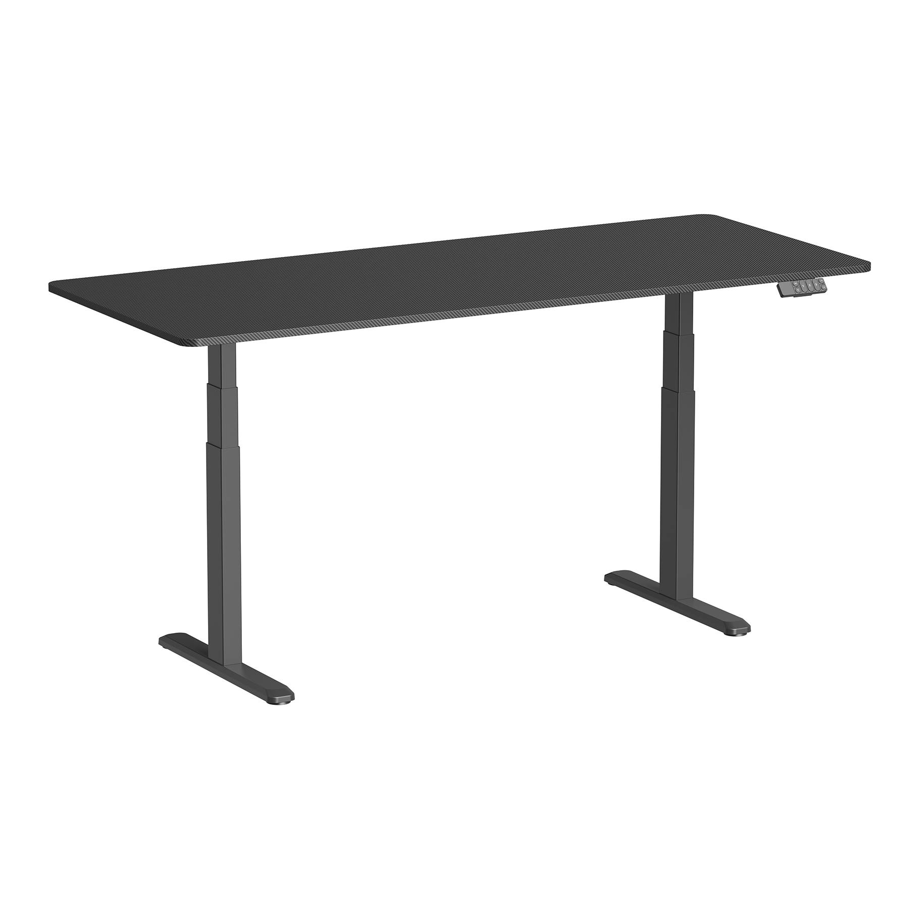 Bureau motorisé assis-debout 180x75cm, Plateau carbone à bords arrondis/Pied noir-0