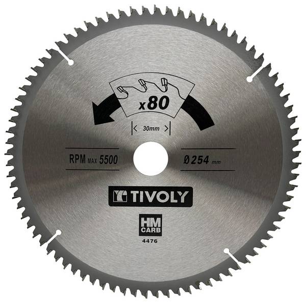 Lame de scie circulaire Tivoly Ø254mm 80 dents en carbure pour bois dur et stratifié