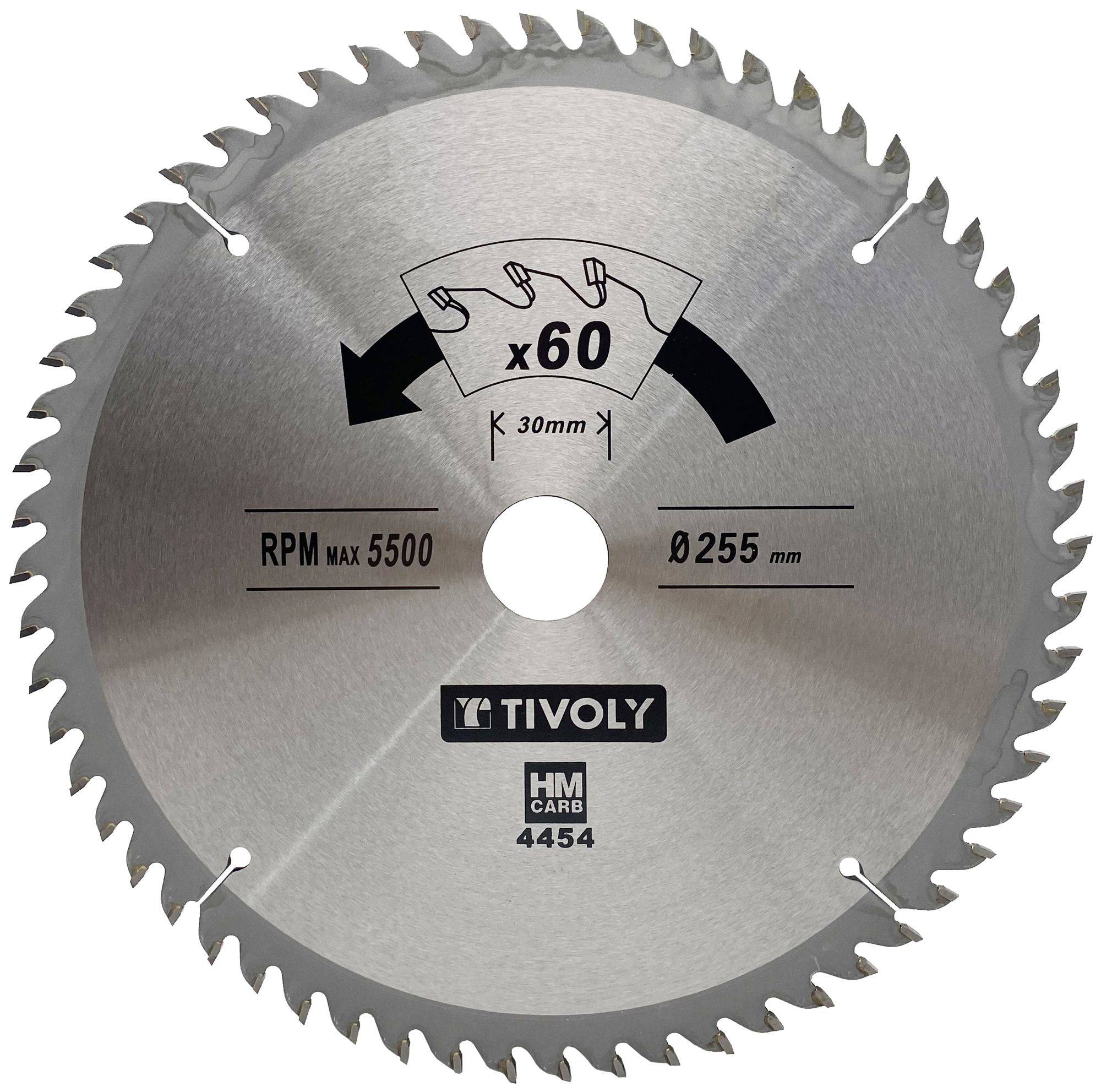 Lame de scie circulaire Tivoly Ø255mm 60 dents carbure pour bois dur et stratifié-0