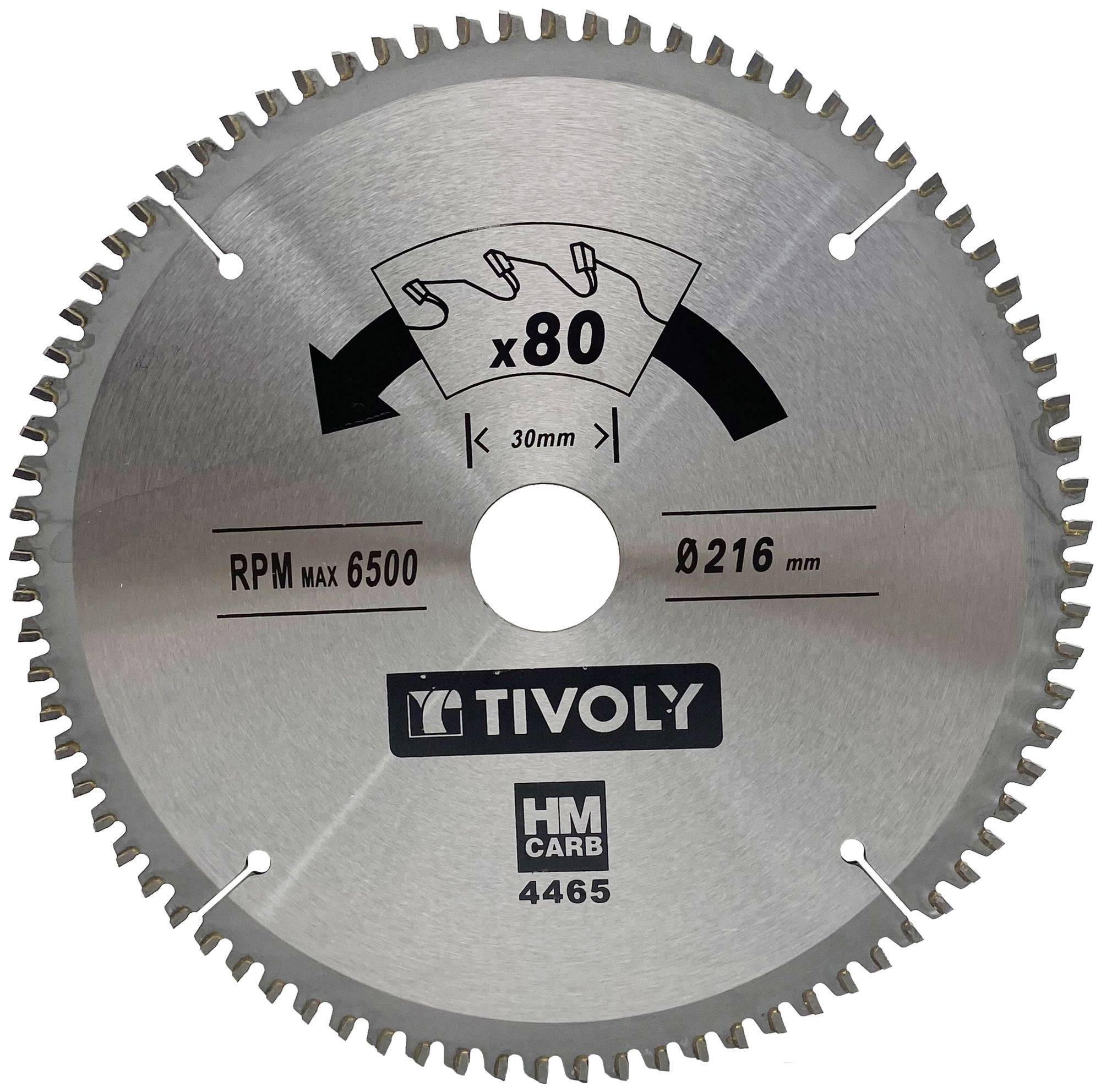 Lame de scie circulaire Tivoly Ø216 mm - 80 dents en carbure - Multi-matériaux - Pour scie portative-0