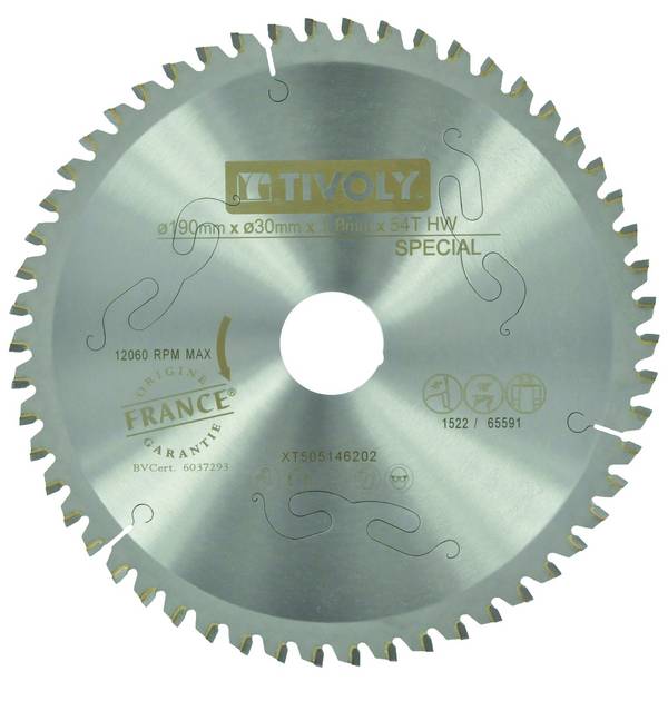 Lame de scie circulaire Tivoly Ø190 mm 54 dents carbure pour scie portative multi-matériaux