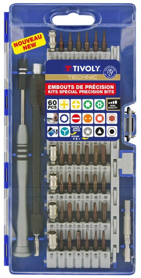 Tivoly - Coffret d'Embouts de Vissage de Précision et Accessoires 60 Pièces