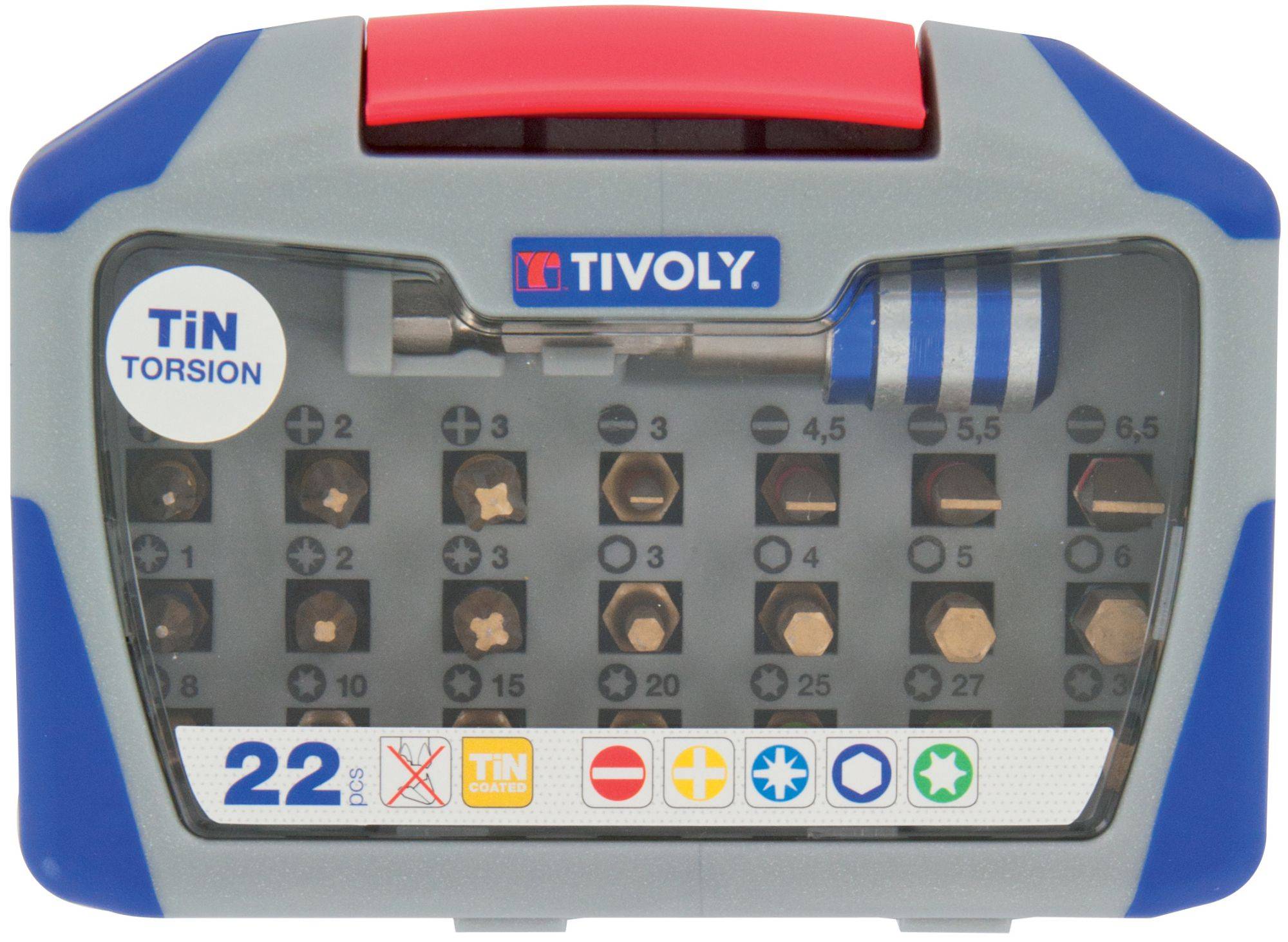 Coffret 22 pièces - Embouts de vissage Torsion TiN avec porte-embout magnétique Quick Change - Tivoly-0