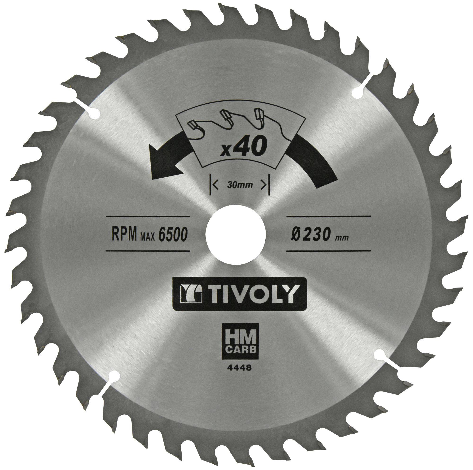 Lame de scie circulaire Tivoly Ø230mm 40 dents en carbure pour bois dur et stratifié-0