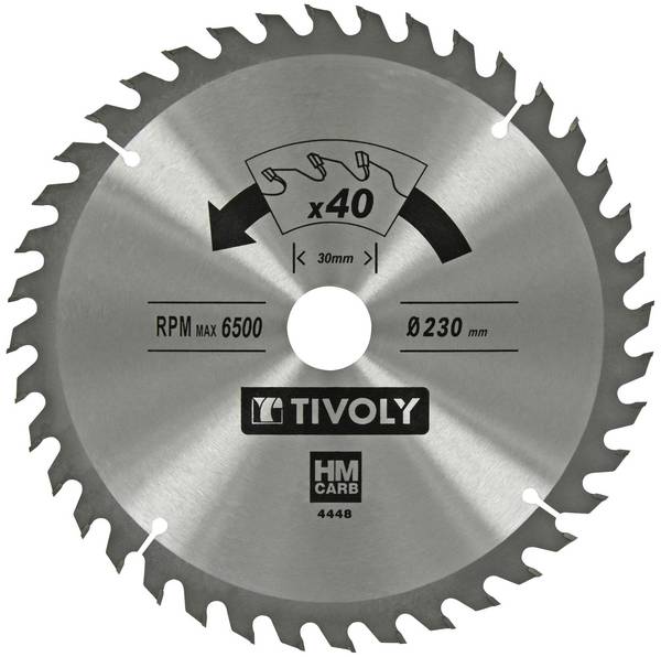 Lame de scie circulaire Tivoly Ø230mm 40 dents en carbure pour bois dur et stratifié