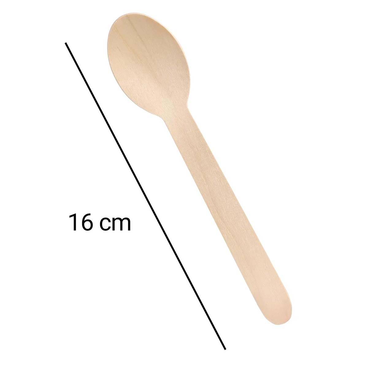 Lot de 50 Cuillères Naturelles en Bois Jetables 16 cm-1
