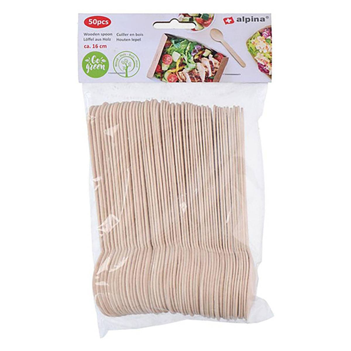 Lot de 50 Cuillères Naturelles en Bois Jetables 16 cm-0