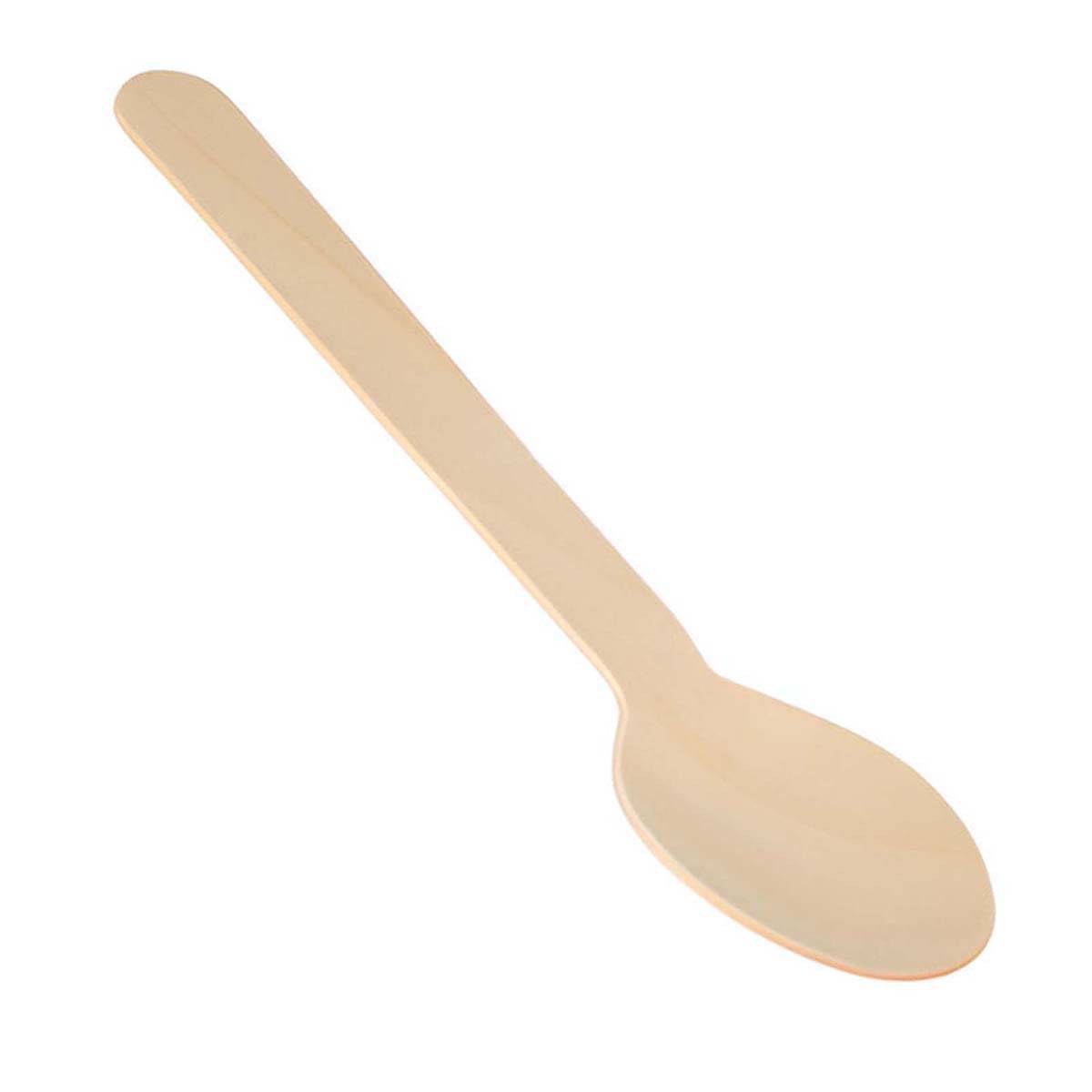 Lot de 50 Cuillères Naturelles en Bois Jetables 16 cm-2