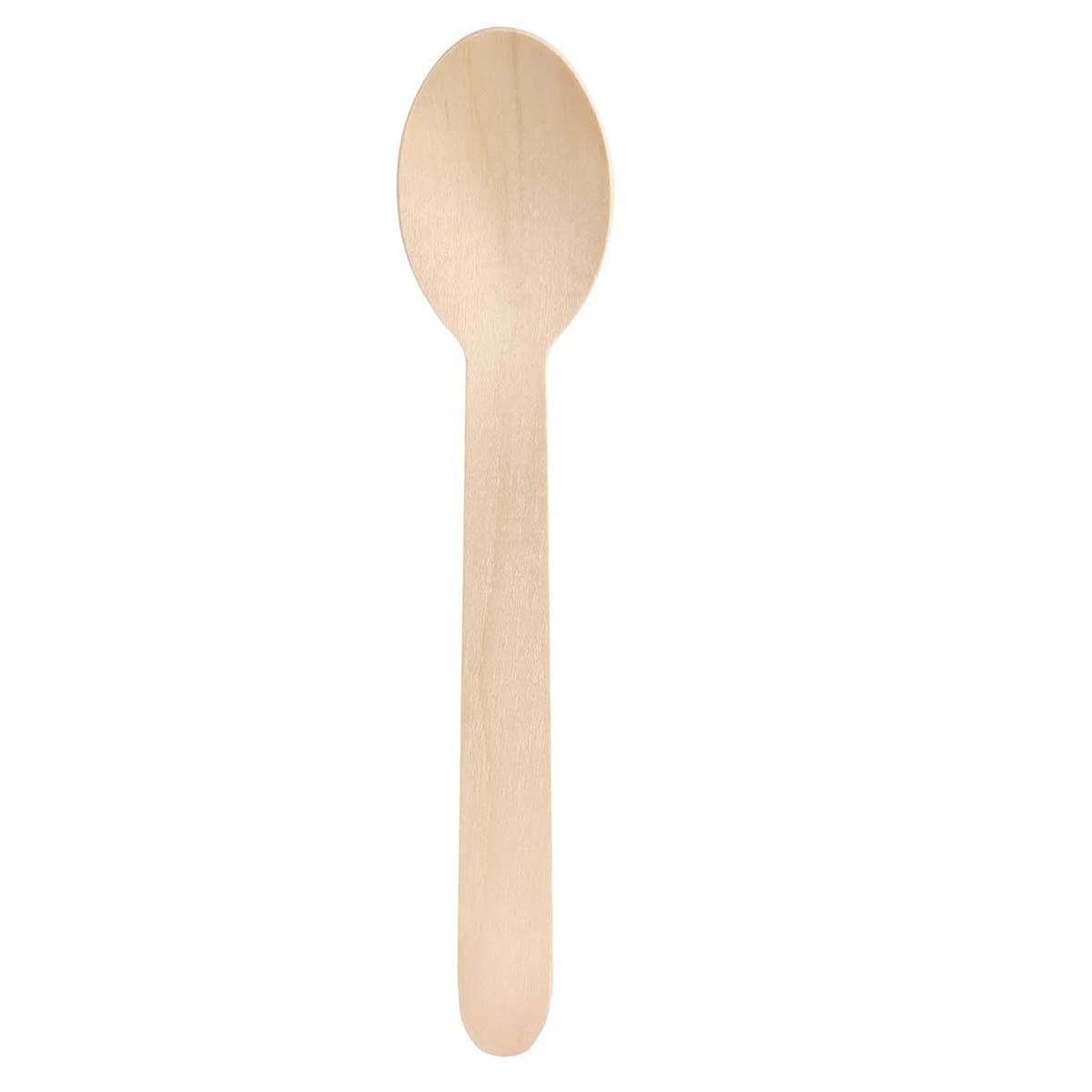 Lot de 50 Cuillères Naturelles en Bois Jetables 16 cm-3