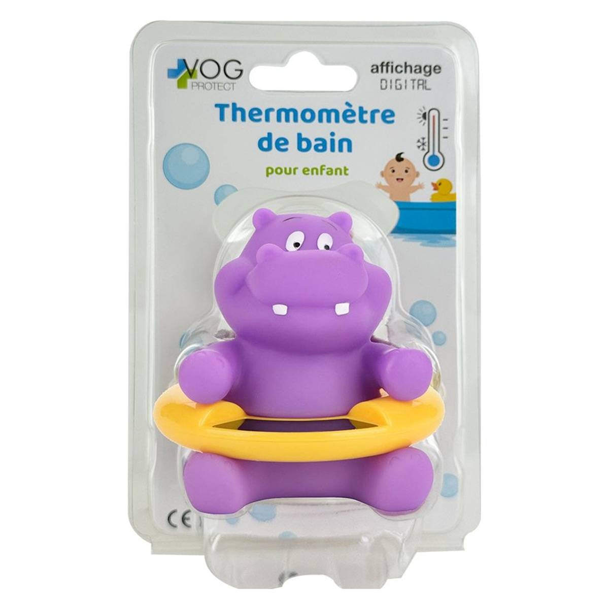 Thermomètre Bain Bébé sans Pile Thermosensible Hippopotame Ludique-4