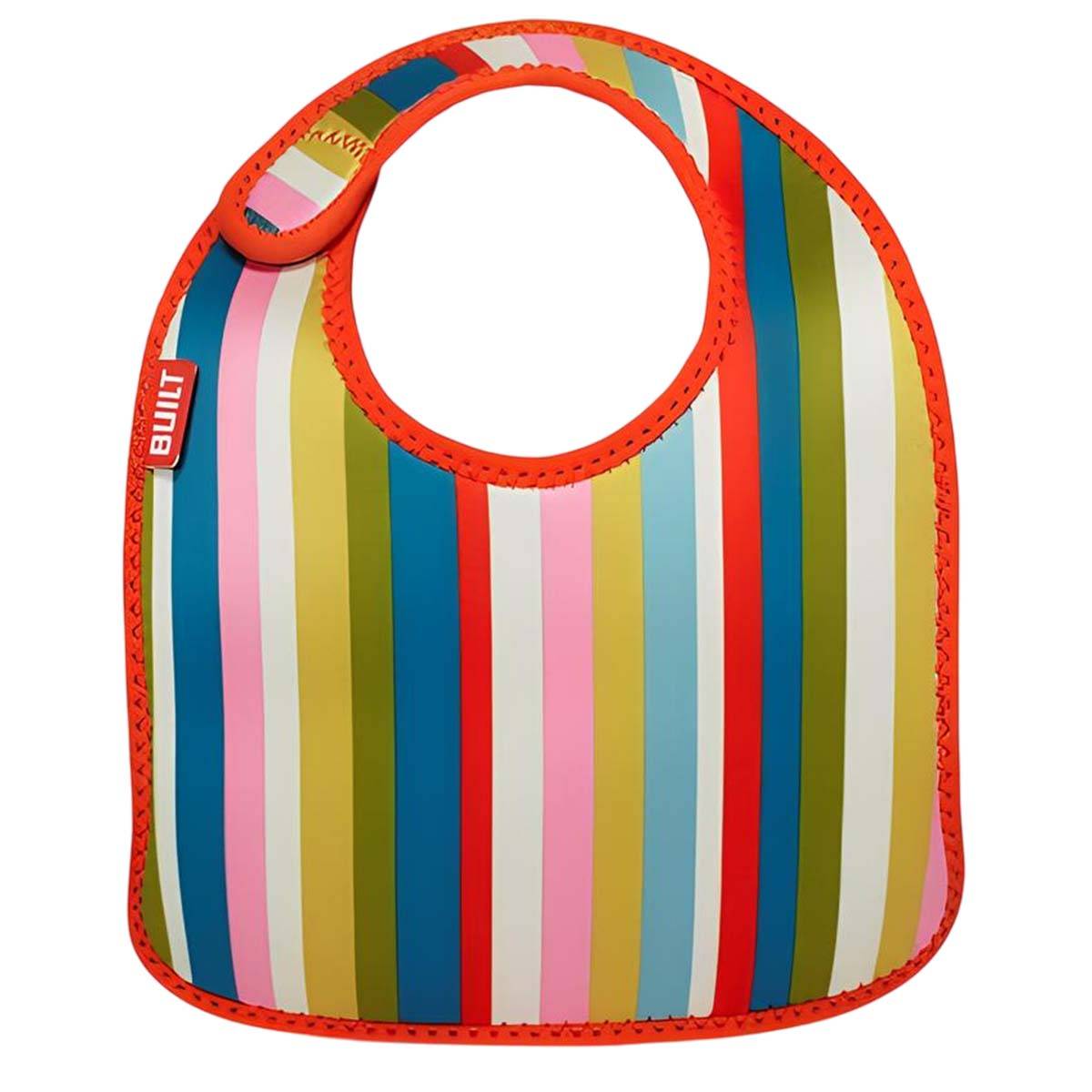 Lot de 2 Bavoirs Bébé en Néoprène Motif à Rayures avec Fermeture à Scratch-2