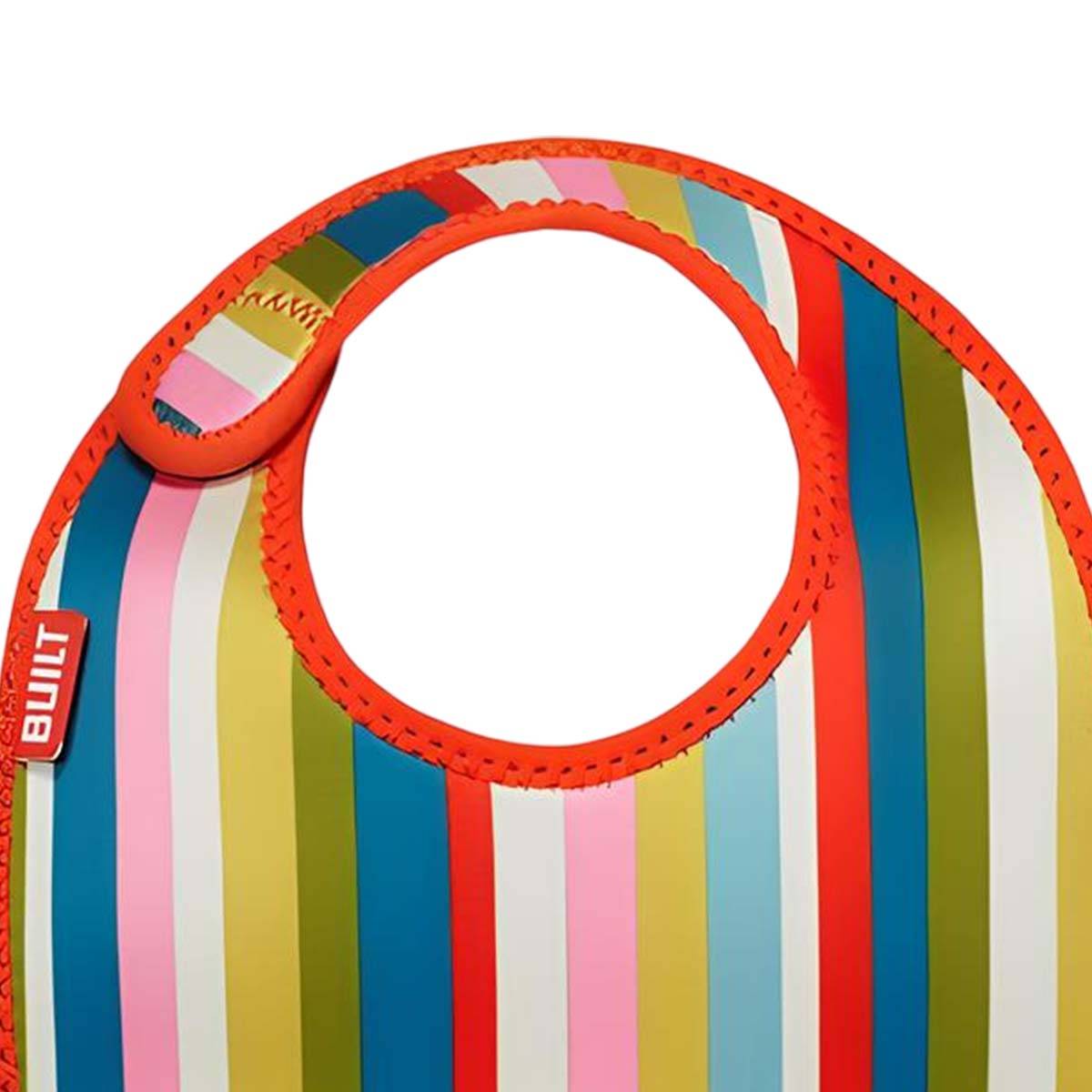 Lot de 2 Bavoirs Bébé en Néoprène Motif à Rayures avec Fermeture à Scratch-4