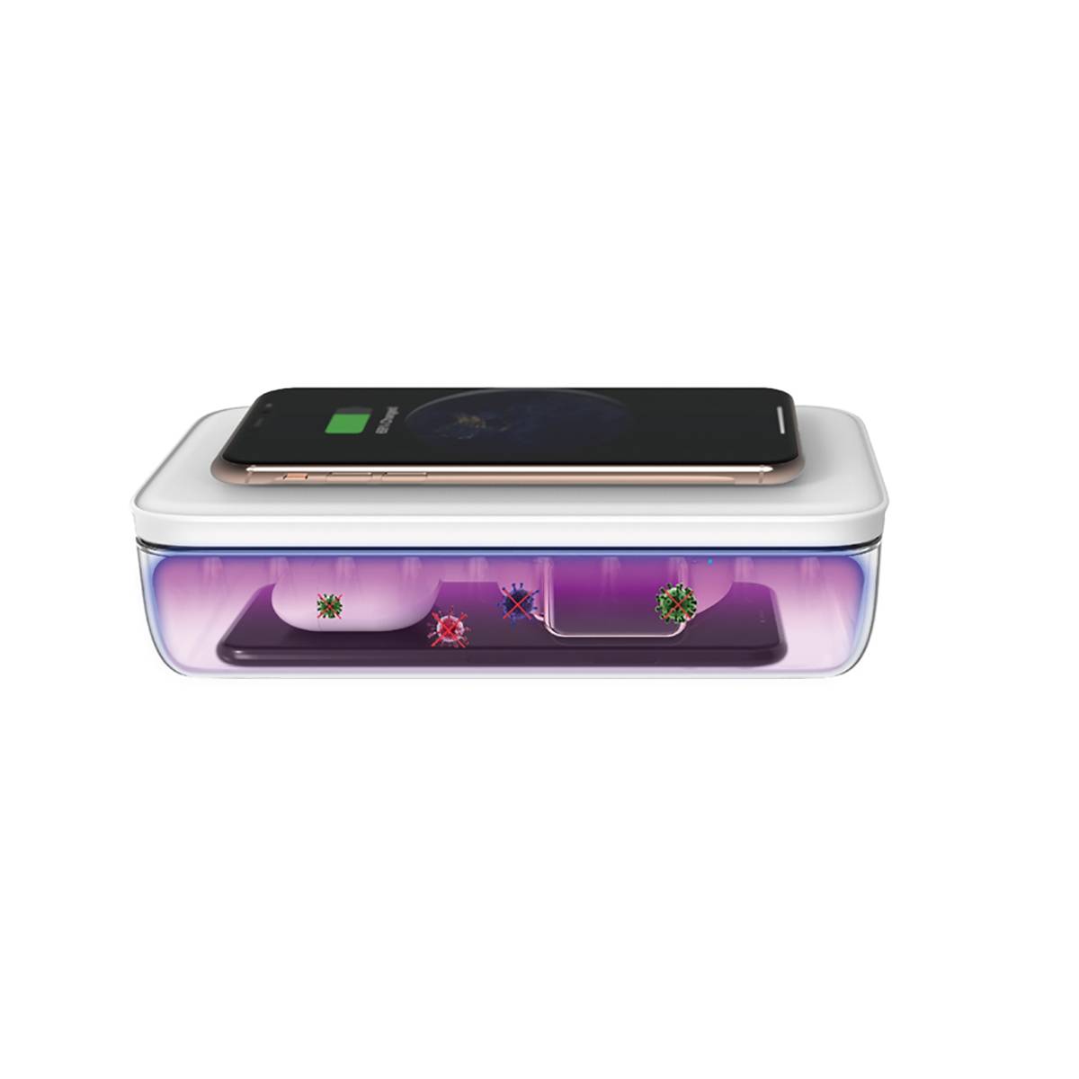 Boîte de Stérilisateur UV Objets avec Charge sans fil Qi Désinfection Efficace-1